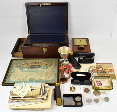 Lot 177 - Various collectibles to include a small mahogany writing slope