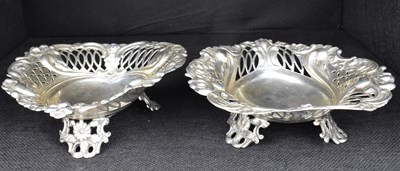 Lot 629 - A pair of Victorian hallmarked silver heart-shaped dishes