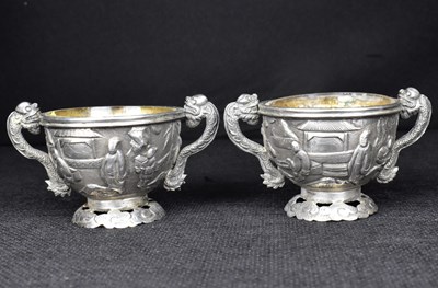 Lot 696 - A pair of early 20th century Chinese silver salts
