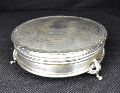 Lot 645 - A George V hallmarked silver circular powder box
