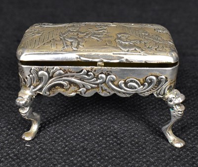 Lot 647 - A German Victorian hallmarked silver dolls' house chest on stand