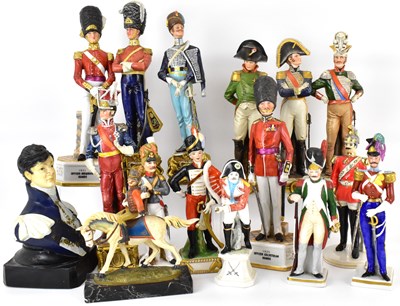 Lot 327 - Sixteen various porcelain military figures
