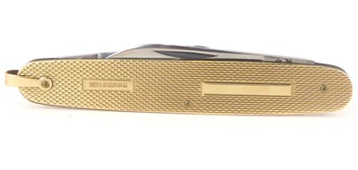 Lot 853 - A 9ct gold pocket pen knife with two stainless...
