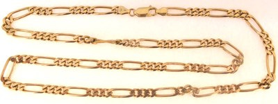 Lot 819 - A 9ct gold flat link necklace with lobster...
