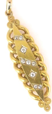 Lot 812 - A 15ct gold diamond pendant with centred...