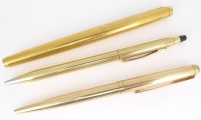 Lot 169 - Three gold plated pens comprising a Parker...