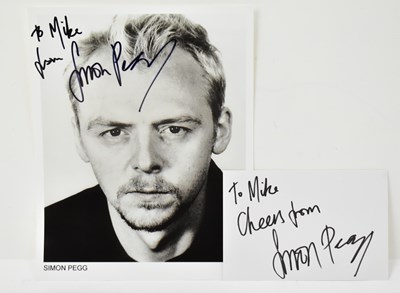 Lot 1821 - SIMON PEGG; a signed black and white photo...