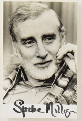Lot 1831 - SPIKE MILLIGAN; a black and white signed...