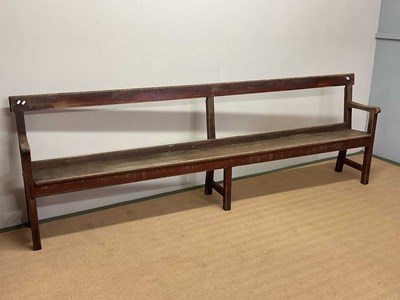 Lot 94 - A vintage station waiting room bench, width...