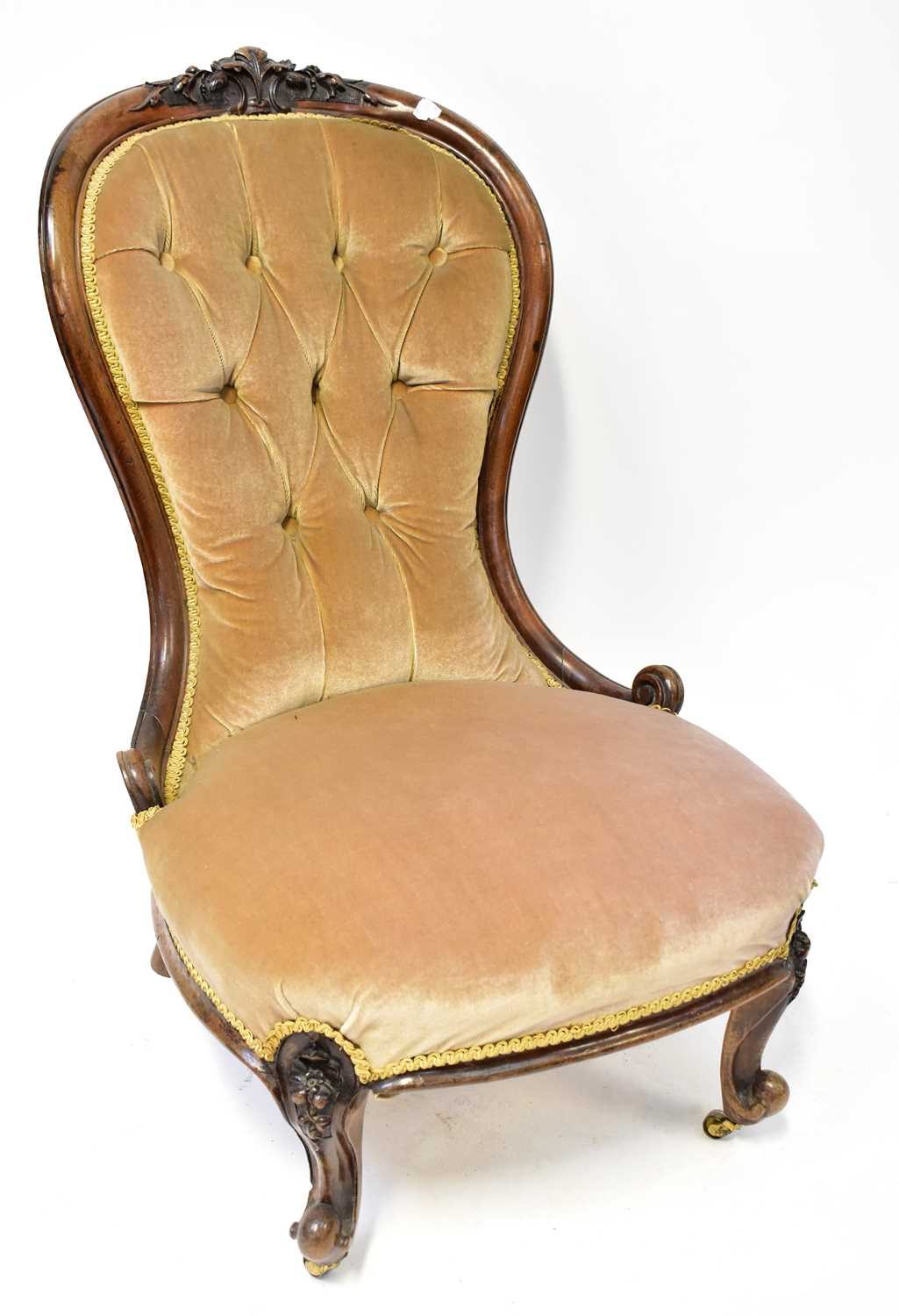 Lot 18 - A Victorian mahogany button back nursing chair...