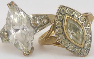 Lot 774 - Two 9ct gold white stone dress rings, both...