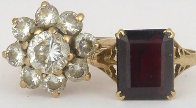 Lot 773 - Two 9ct gold dress rings, size J and K (2).