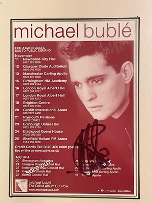 Lot 1747 - MICHAEL BUBLÉ; a show flyer mounted on white...