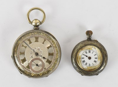 Lot 1421 - A Continental fine silver pocket watch, the...