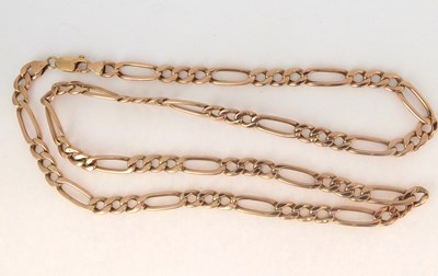 Lot 826 - A 9ct rose gold figaro link necklace