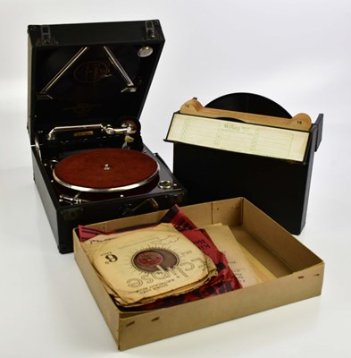 Lot 1595 - COLUMBIA; a portable gramophone, together with...
