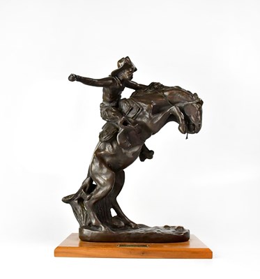 Lot 325 - A bronzed resin sculpture, 'The Bronco Buster...