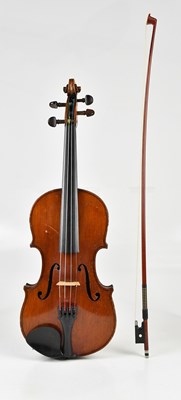 Lot 1590 - A full size violin with two-piece back length...
