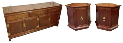 Lot 1141 - A large modern Chinese hardwood sideboard,...