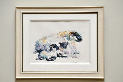 Lot 1730 - AMANDA GORDON; watercolour, 'Spring Family-...