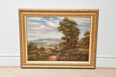 Lot 1615 - LENOIR; a large decorative oil on canvas,...