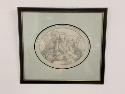 Lot 352 - UNATTRIBUTED; pencil study, a couple cradling...