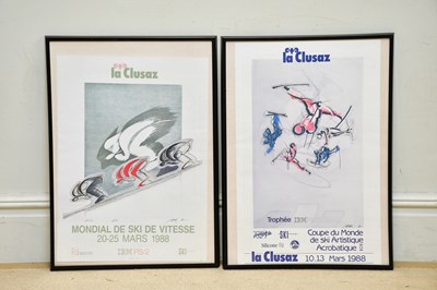 Lot 1530 - LA CLUSAZ; two 1988 ski posters, ‘Coupe du...