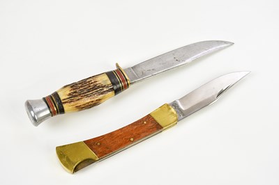 Lot 1378 - A 20th century antler handled Bowie knife,...