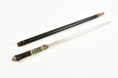 Lot 1354 - A 19th century ebonised and bone mounted short...