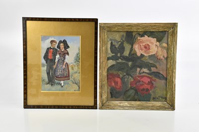 Lot 1639 - DELIA V MURRAY; oil on board, still life of...