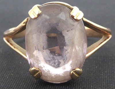 Lot 777 - A 9ct gold dress ring with marquise-shaped...