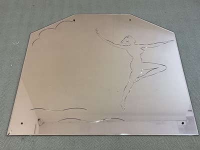 Lot 782 - A large peach glass Art Deco style wall mirror,...