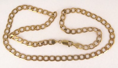 Lot 822 - A 9ct gold flat curb necklace with lobster...