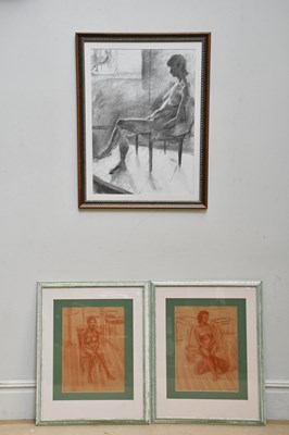 Lot 1716 - ROY BROOKS; a pair of pencil drawings of nude...