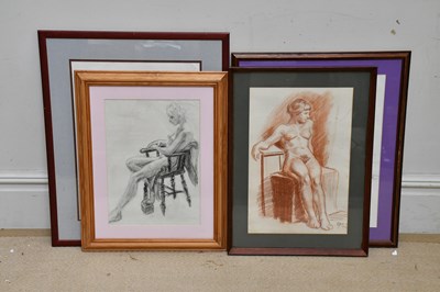 Lot 1709 - ROY BROOKS; four pencil drawings, nude females,...