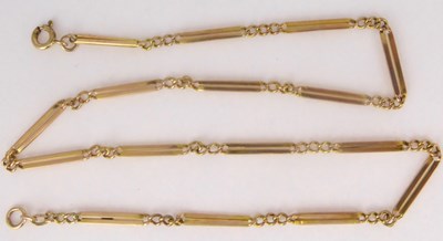Lot 831 - A 9ct gold double bar and chain link necklace...