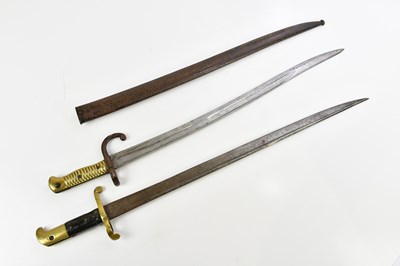 Lot 1352 - A French 1866 chassepot bayonet with scabbard...