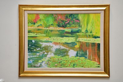 Lot 1818 - DAVID MCLOUGHLAN; oil on canvas, river scene,...