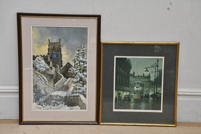 Lot 1713 - F SHENTON; watercolour, 'Mottram Church',...