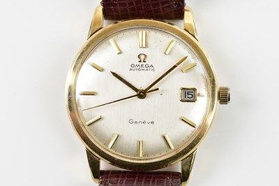 Lot 1832 - OMEGA; a gentleman's 9ct gold cased wristwatch,...