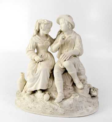 Lot 320 - ADAMS; a 19th century Parian ware figure group...