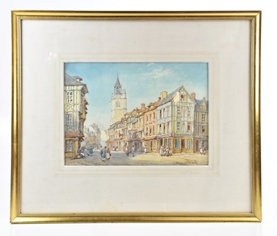 Lot 1674 - PIERRE LE BOEUFF; watercolour, street scene,...