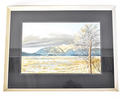 Lot 674 - J. INGHAM RILEY; watercolour, lakeside scene...