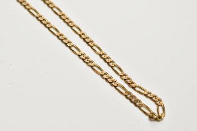 Lot 1645 - A 9ct yellow gold flat link chain, length 46cm,...
