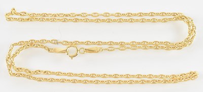 Lot 829 - A 9ct yellow gold fine link necklace, length...