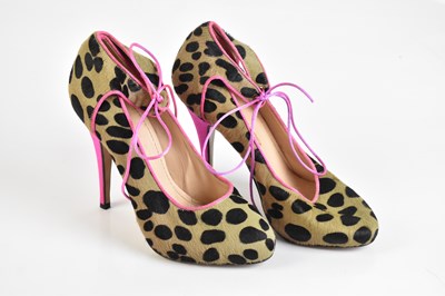 Lot 2101 - CHARLOTTE OLYMPIA; a pair of pony skin leopard...