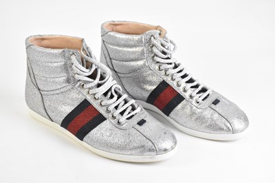 Lot 2090 - GUCCI; a pair of Sylvie Web Accent glitter...