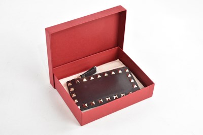 Lot 1913 - VALENTINO; a burgundy Rockstud coin purse/card...