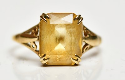 Lot 174 - A 9ct yellow gold citrine dress ring, size L,...