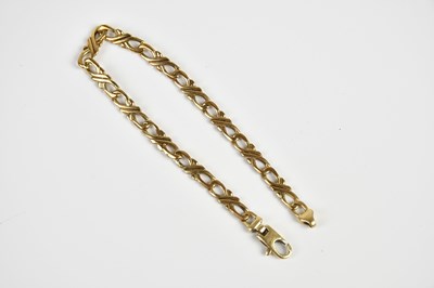 Lot 1545 - A 9ct yellow gold open link bracelet, length...